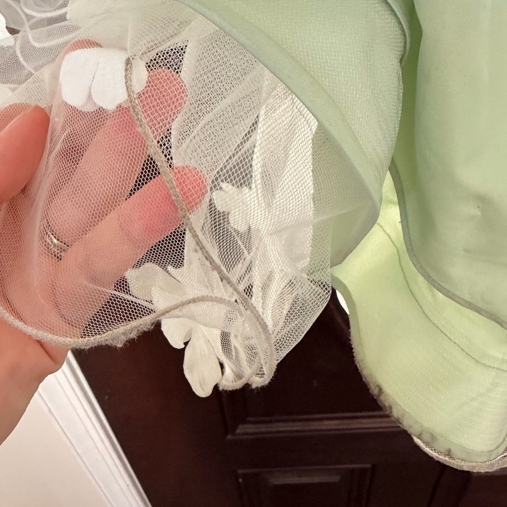 Sage Green Floral Tulle Girls' Dress - Picture 13 of 16